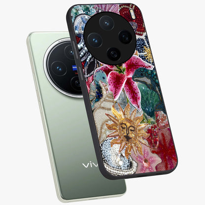Beaded Garden Fantasy Glass Case displayed in angled mockup highlighting fantasy inspired floral bead pattern.
