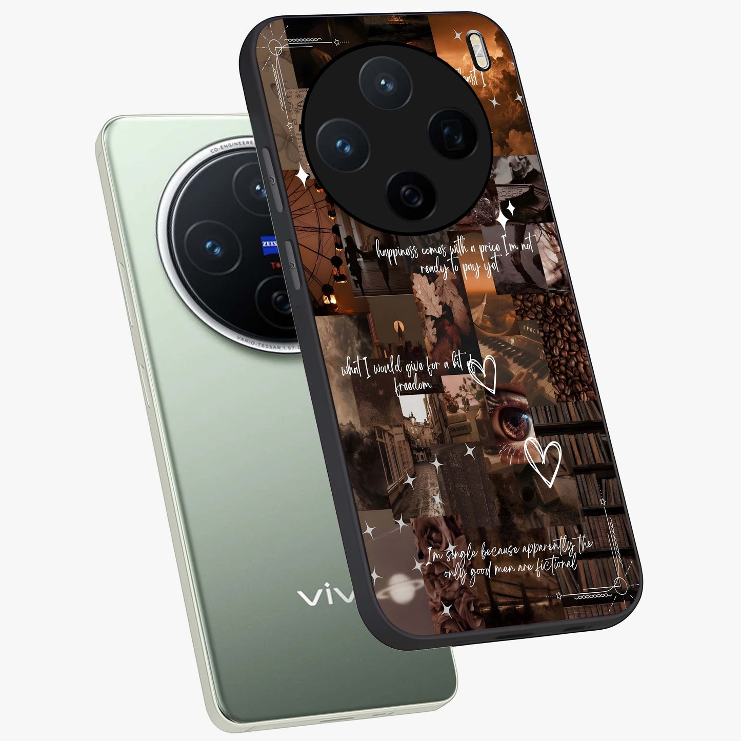 Bittersweet Aesthetic Chaos Glass Case displayed in angled mockup highlighting expressive abstract artwork and edgy aesthetic theme.