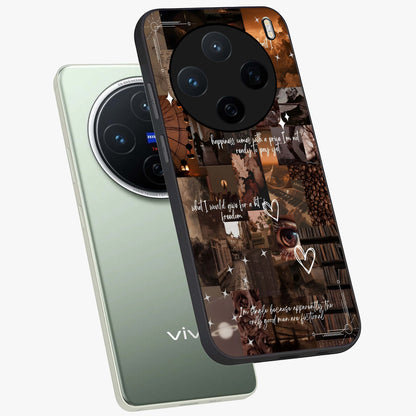 Bittersweet Aesthetic Chaos Glass Case displayed in angled mockup highlighting expressive abstract artwork and edgy aesthetic theme.