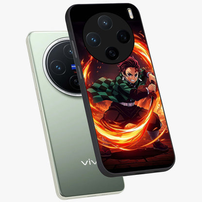 Blazing Sword Resolve Glass Case displayed in angled mockup highlighting powerful sword illustration and bold fantasy theme.