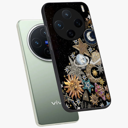 Cosmic Sparkle Dreams Glass Case displayed in angled mockup highlighting dreamy star sparkle design with celestial aesthetic.
