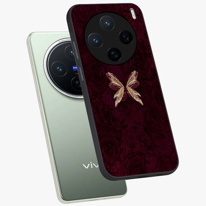 Crimson Fade Butterfly Glass Case displayed in angled mockup highlighting elegant butterfly design with crimson gradient aesthetic.