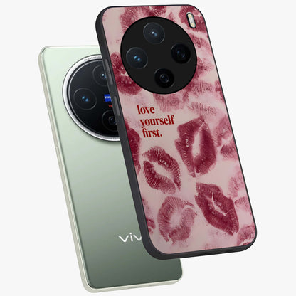 Crimson Kiss Love Glass Case displayed in angled mockup highlighting bold love inspired design with modern aesthetic style.