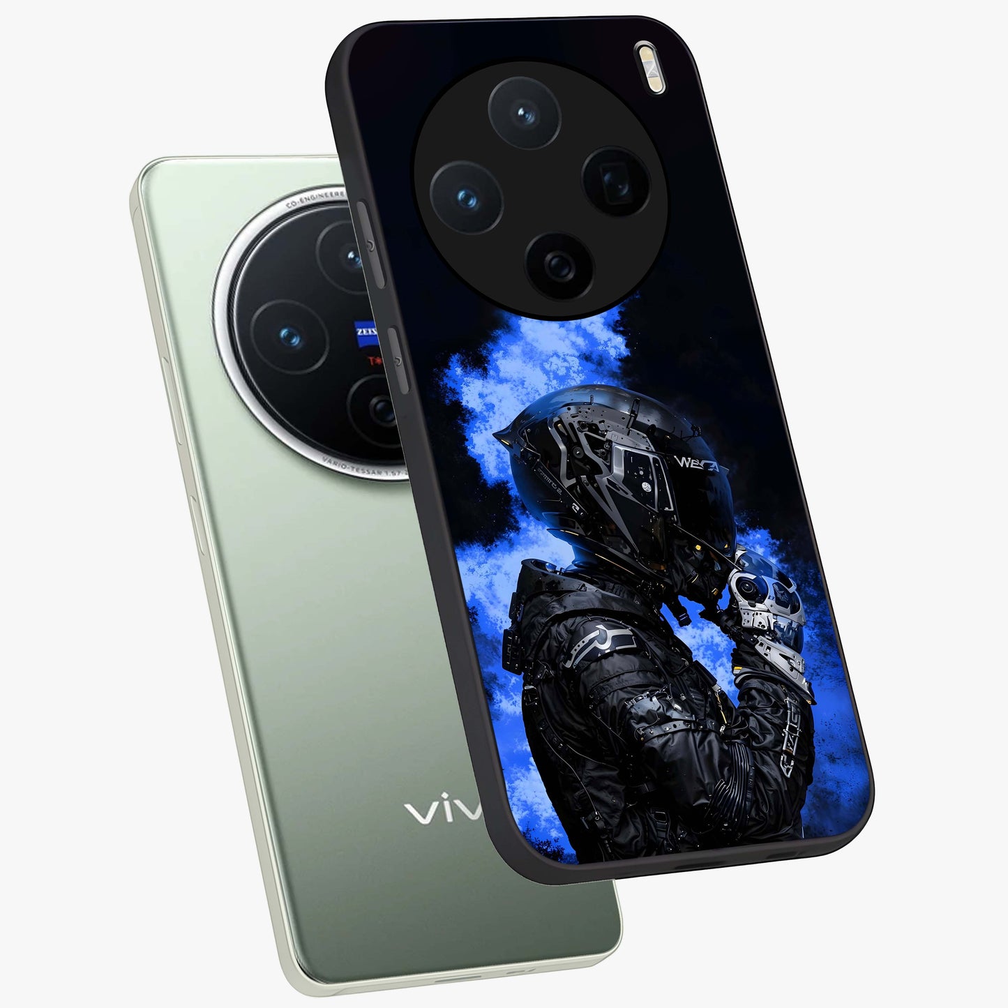 Cyber Sentinel Protocol Glass Case displayed in angled mockup highlighting digital cyber design with sci-fi aesthetic style.