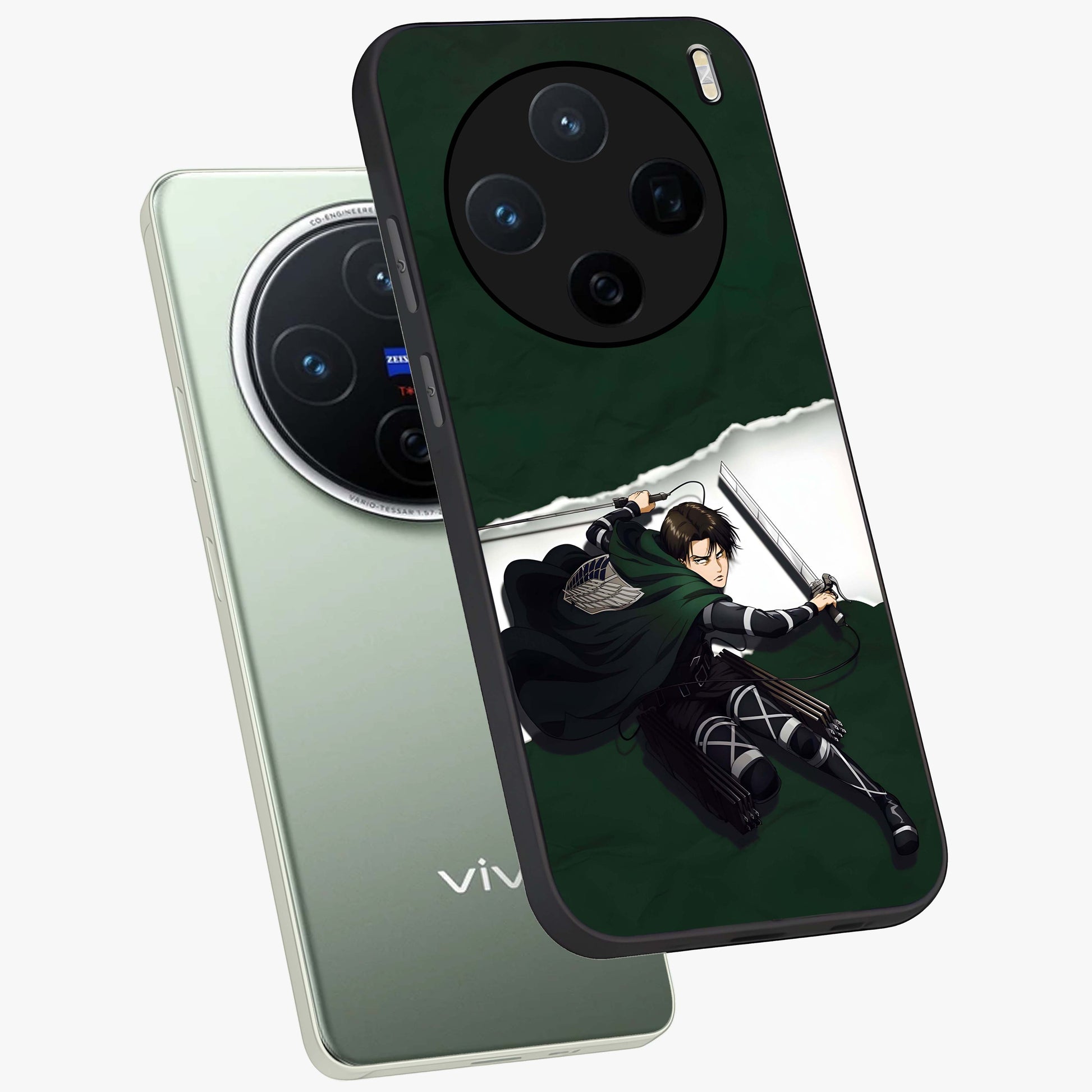 Emerald War Vanguard Glass Case displayed in angled mockup highlighting intense battle inspired design with emerald tone aesthetic.