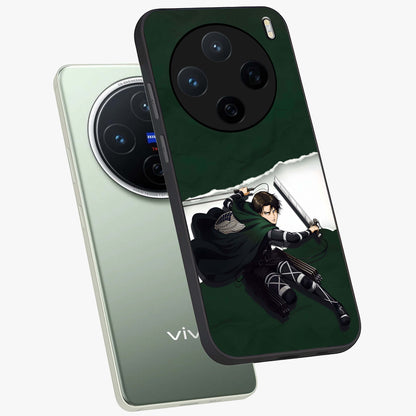 Emerald War Vanguard Glass Case displayed in angled mockup highlighting intense battle inspired design with emerald tone aesthetic.