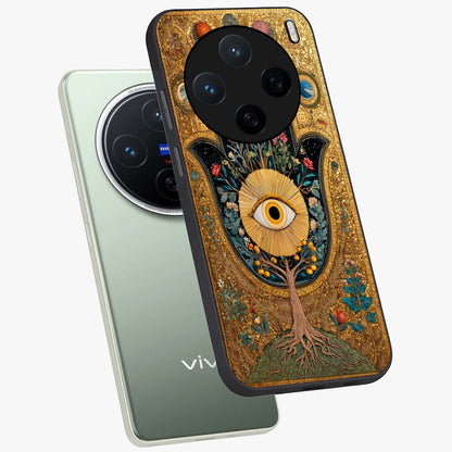 Ethereal Evil Eye Glass Case displayed in angled mockup highlighting protective evil eye symbol with spiritual aesthetic design.
