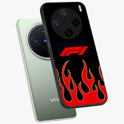 Fire F11 Glass Case displayed in angled mockup highlighting bold fire inspired graphic with energetic aesthetic style.
