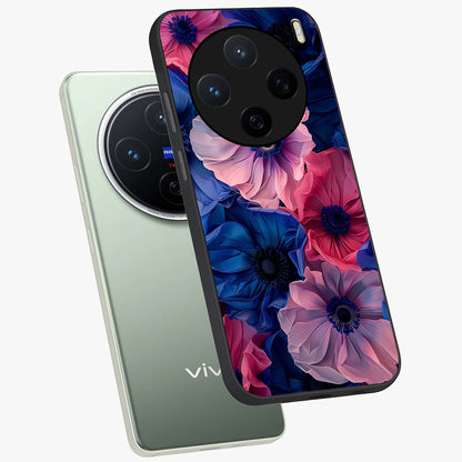 Flower Paper Art Pattern Glass Case displayed in angled mockup highlighting layered paper flower design with artistic aesthetic.