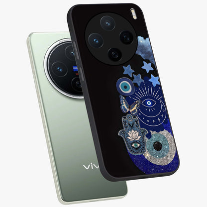 Galactic Charm Cluster Glass Case displayed in angled mockup highlighting luminous galaxy inspired design with dreamy aesthetic.