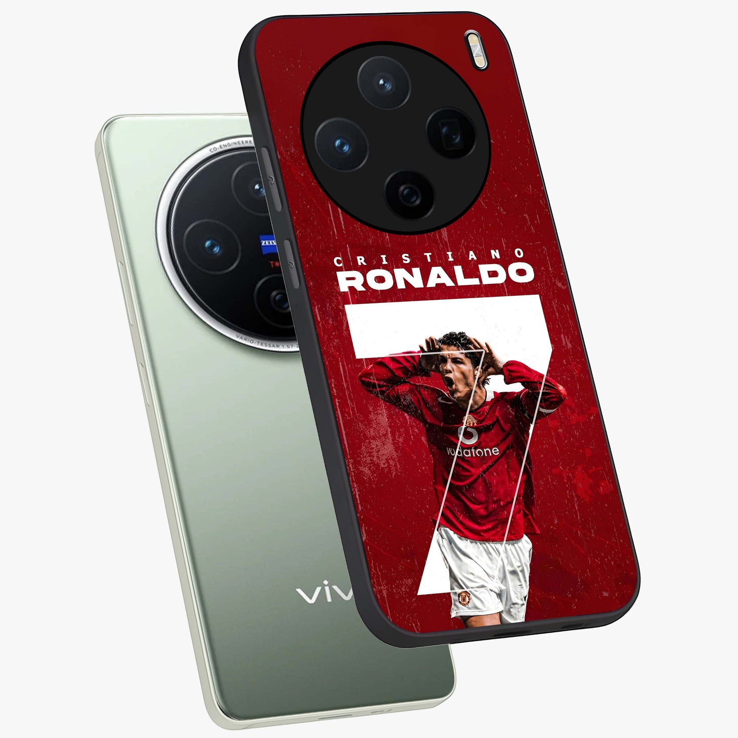 Goal Celebration Legacy Glass Case displayed in angled mockup highlighting energetic sports celebration design with bold athletic theme.