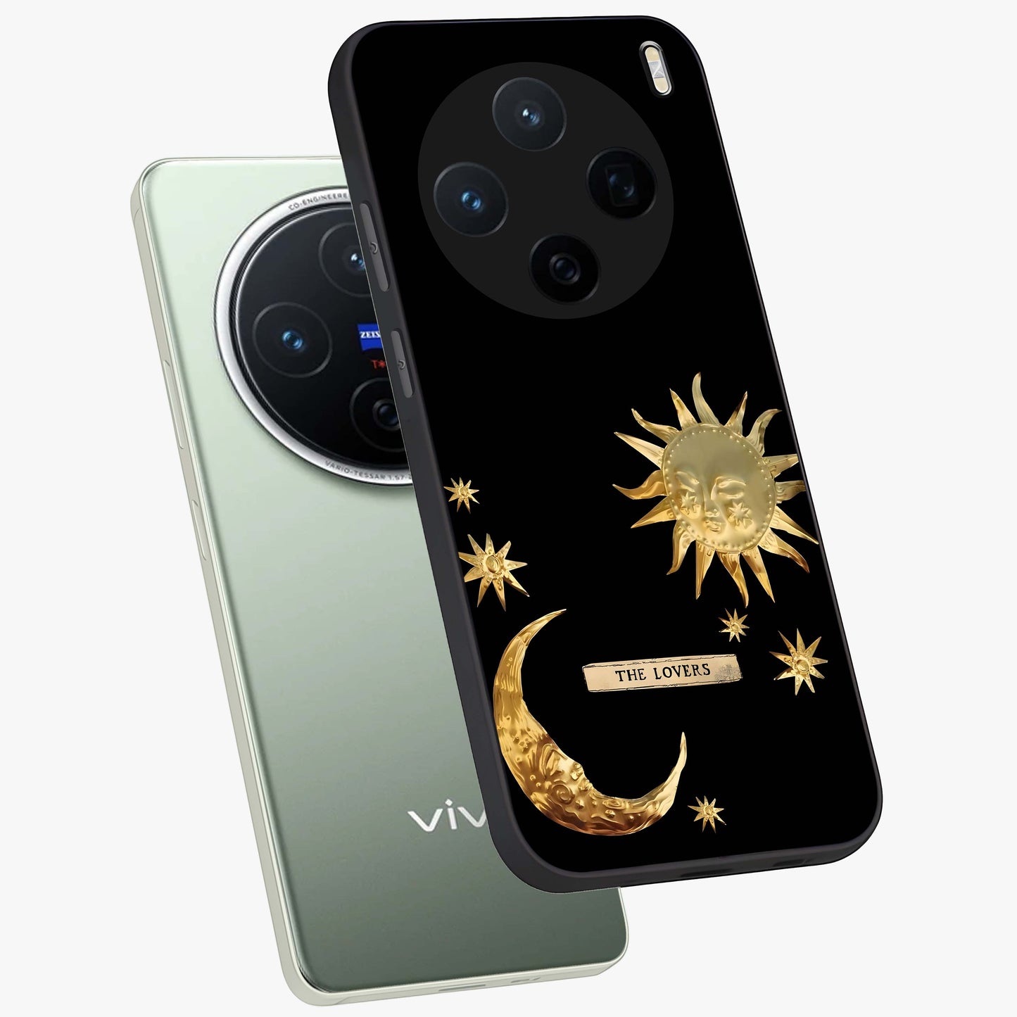 Gold Sun Blush Glass Case displayed in angled mockup highlighting radiant sun design with warm golden aesthetic.