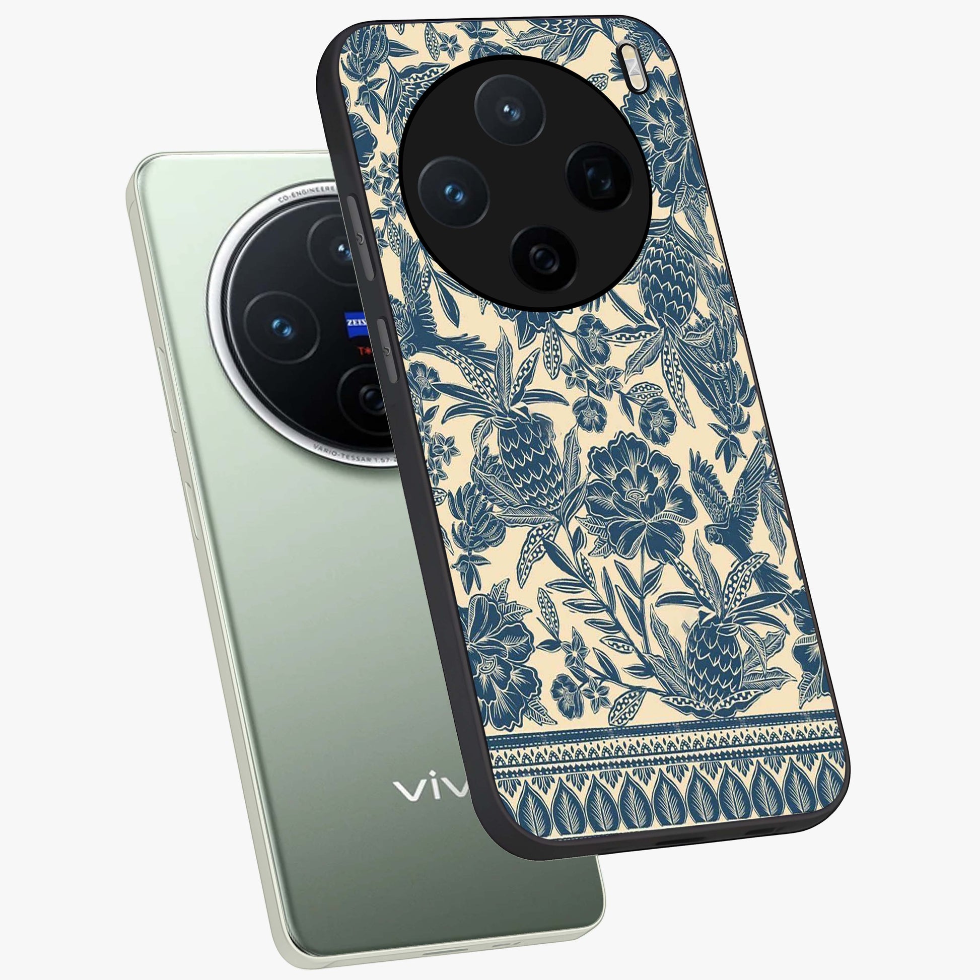 Heirloom Wild Bloom Glass Case displayed in angled mockup highlighting botanical bloom design with classic aesthetic style.