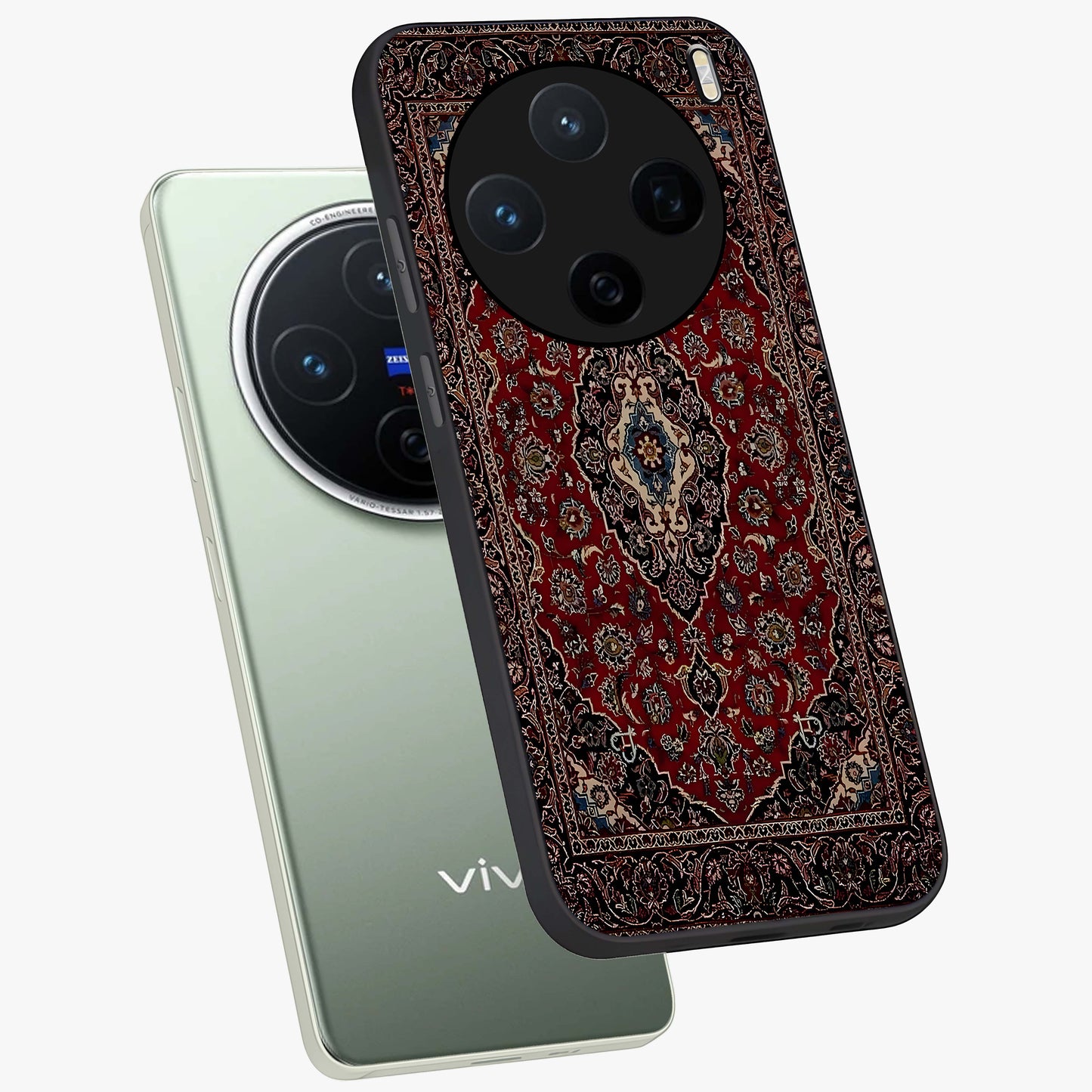Heritage Carpet Royale Glass Case displayed in angled mockup highlighting intricate royal carpet design with heritage aesthetic.