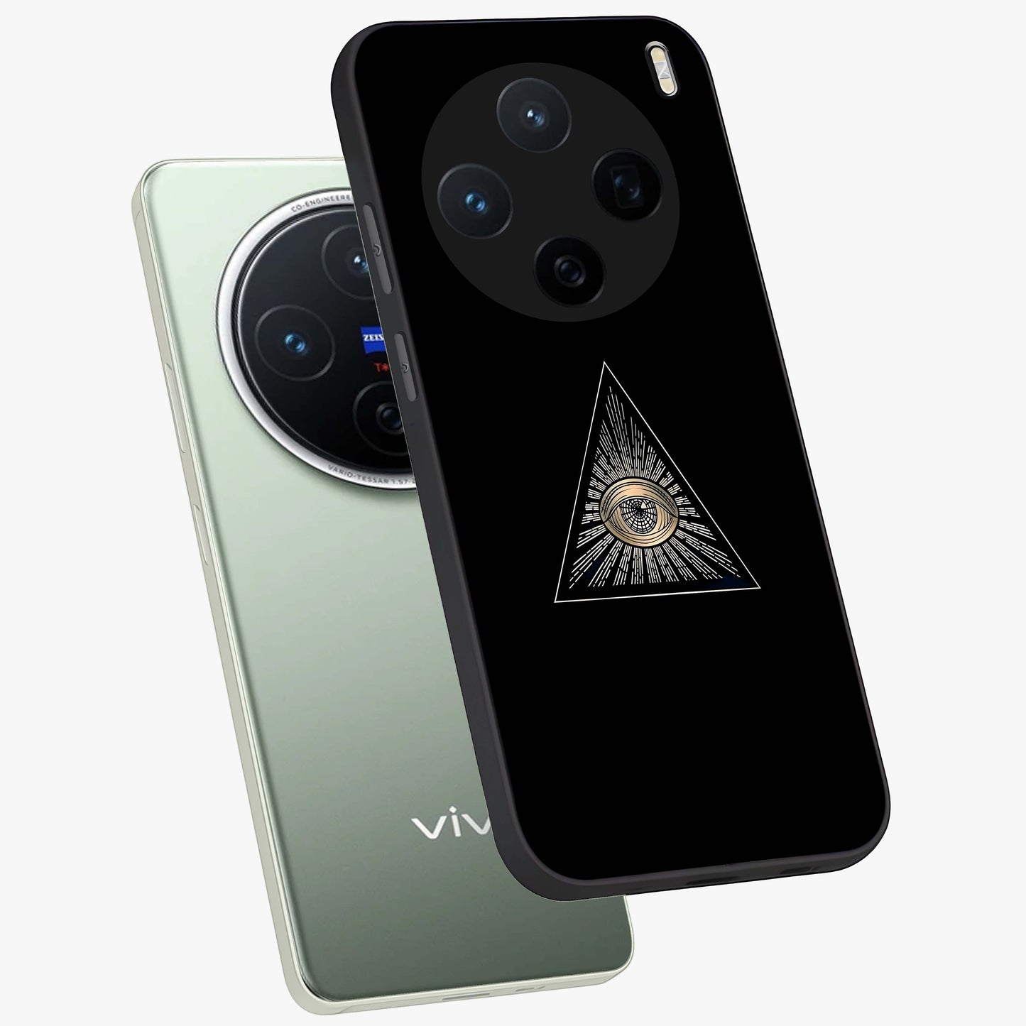 Illuminati Evil Glass Case displayed in angled mockup highlighting dark occult inspired design with bold aesthetic style.