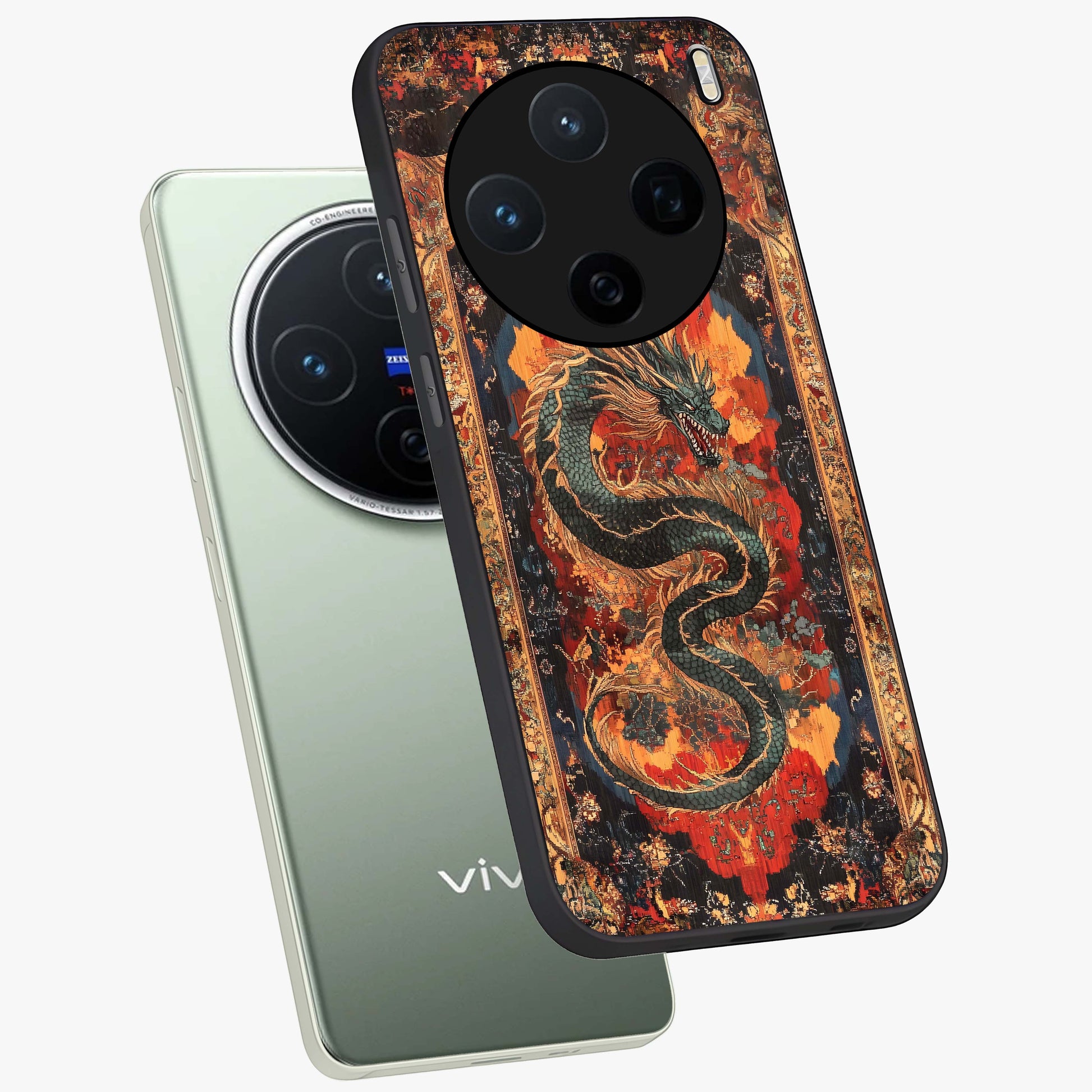 Inferno Dragon Soul Glass Case displayed in angled mockup highlighting powerful dragon illustration with inferno aesthetic.