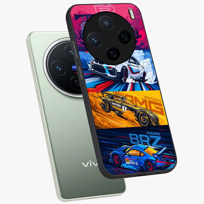 JDM Sports Car Glass Case displayed in angled mockup highlighting sleek Japanese racing car design with automotive aesthetic.
