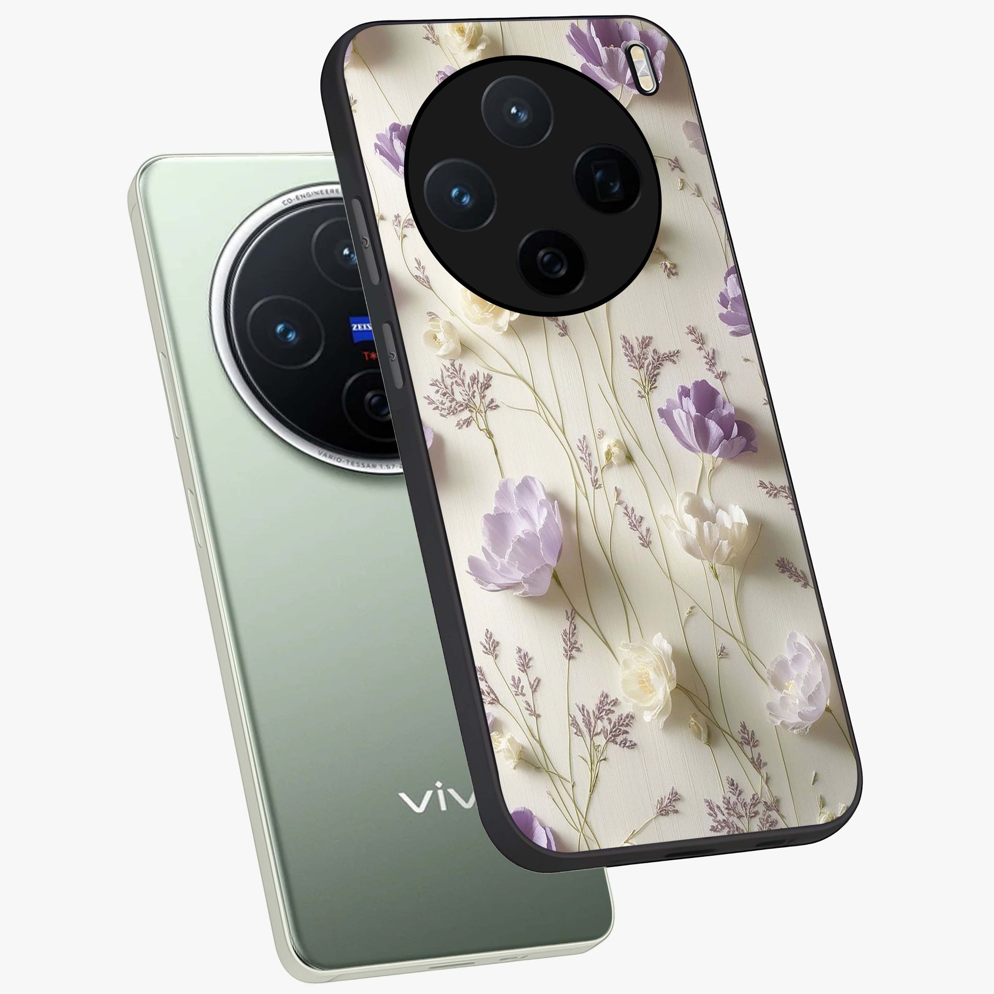 Lilac Breeze Harmony Glass Case displayed in angled mockup highlighting calm lilac breeze design with soothing aesthetic style.