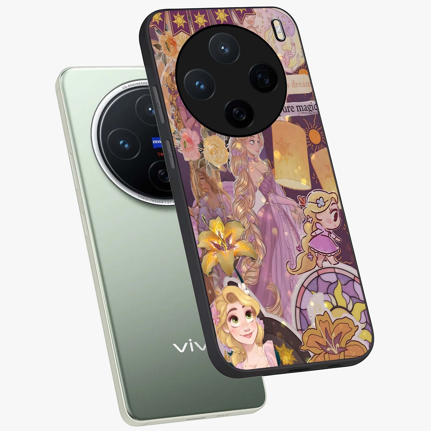 Magical Tangled Dream Glass Case displayed in angled mockup highlighting whimsical fantasy design with magical aesthetic.