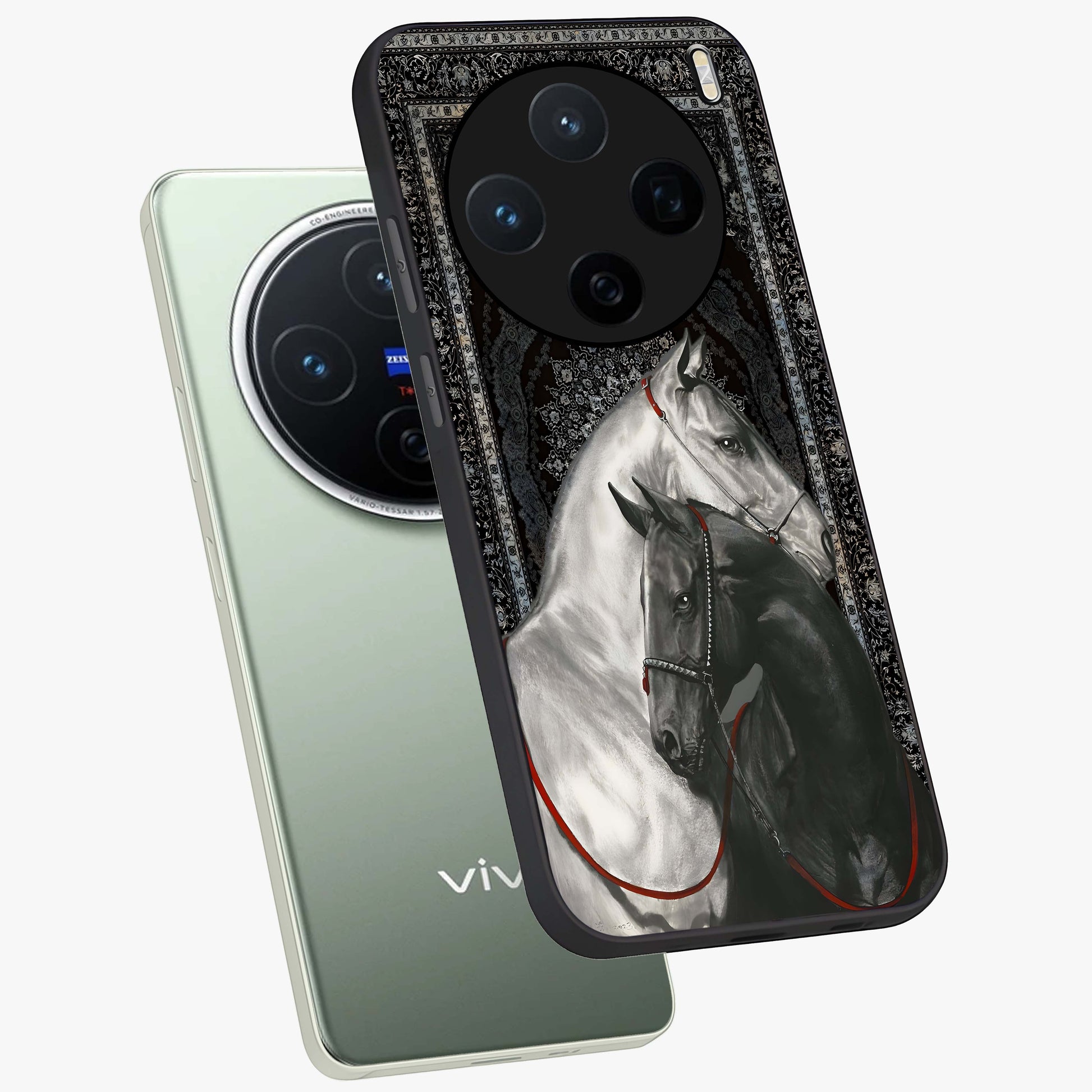 Majestic Ride Legacy Glass Case displayed in angled mockup highlighting sleek vehicle design with bold racing aesthetic.