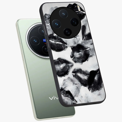 Midnight Kiss Marks Glass Case displayed in angled mockup highlighting playful romantic design with bold midnight aesthetic.