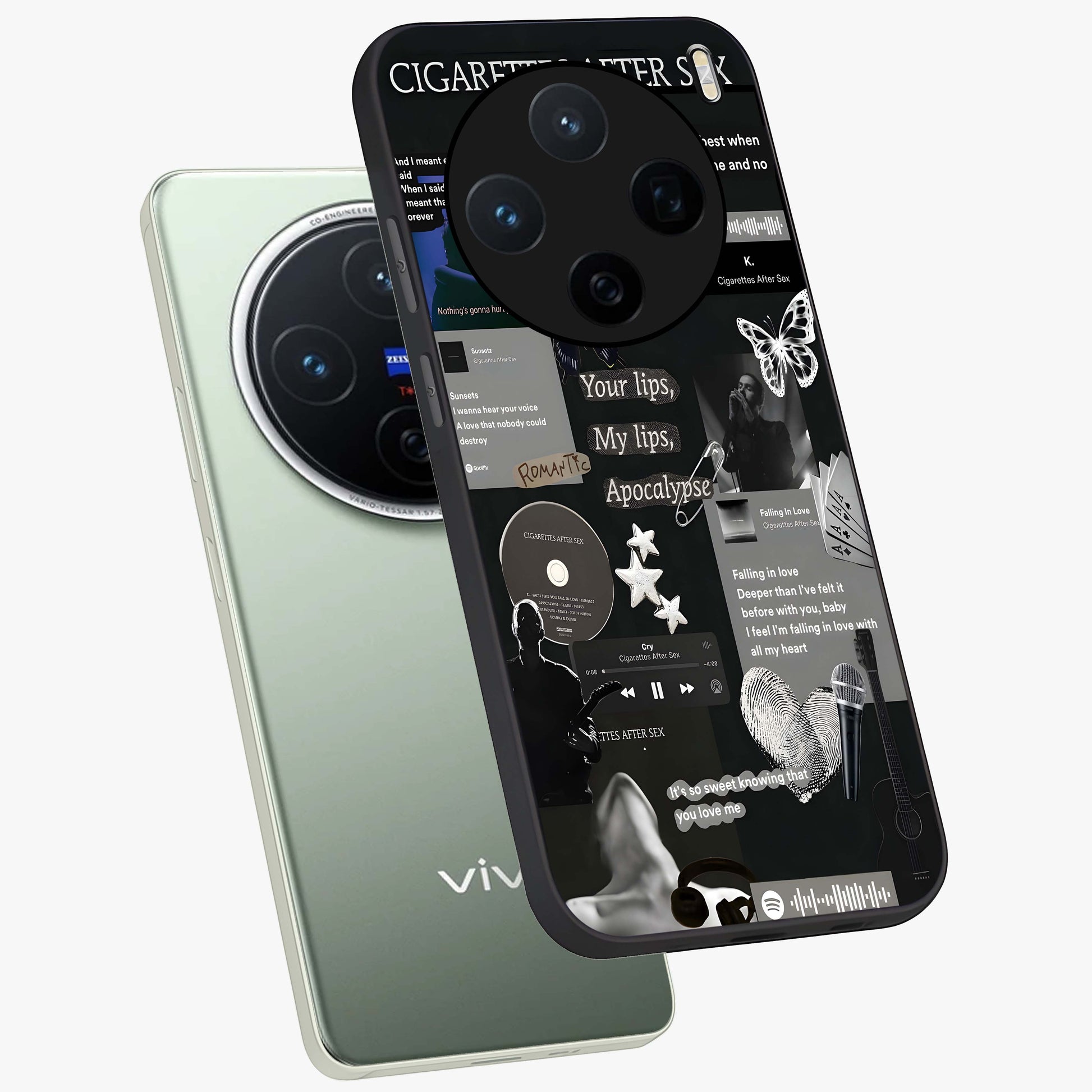 Midnight Love Echo Glass Case displayed in angled mockup highlighting elegant love inspired design with deep aesthetic style.
