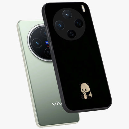 Midnight Panda Love Glass Case displayed in angled mockup highlighting adorable panda illustration with midnight aesthetic.