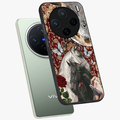 Moonlit Royal Stallion Glass Case displayed in angled mockup highlighting powerful stallion illustration with royal night aesthetic.