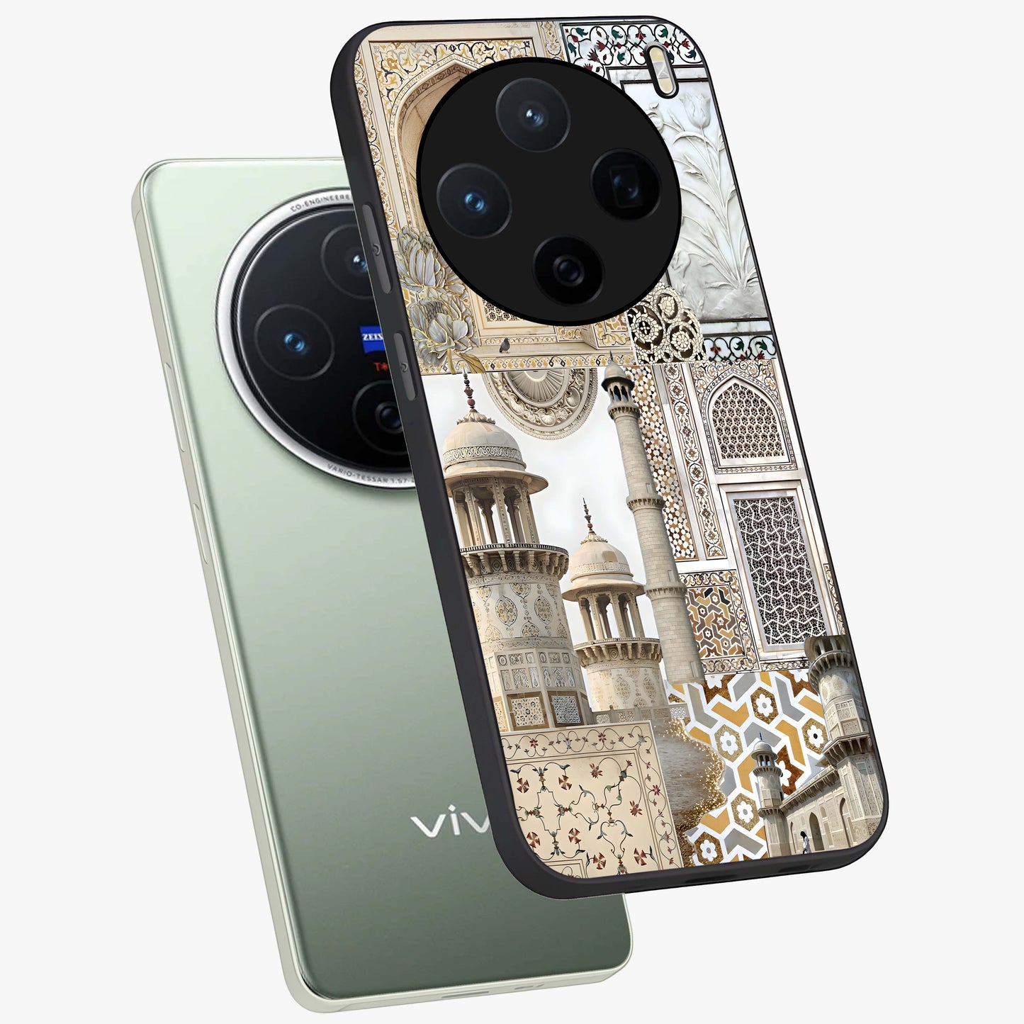 Mughal Marble Legacy Glass Case displayed in angled mockup highlighting elegant heritage marble artwork with royal aesthetic.