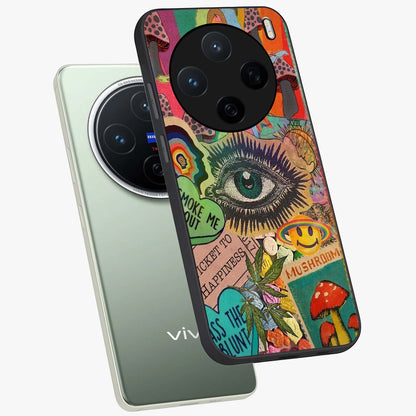 Mystic Eye Wonderland Glass Case displayed in angled mockup highlighting magical eye illustration with dreamy aesthetic.
