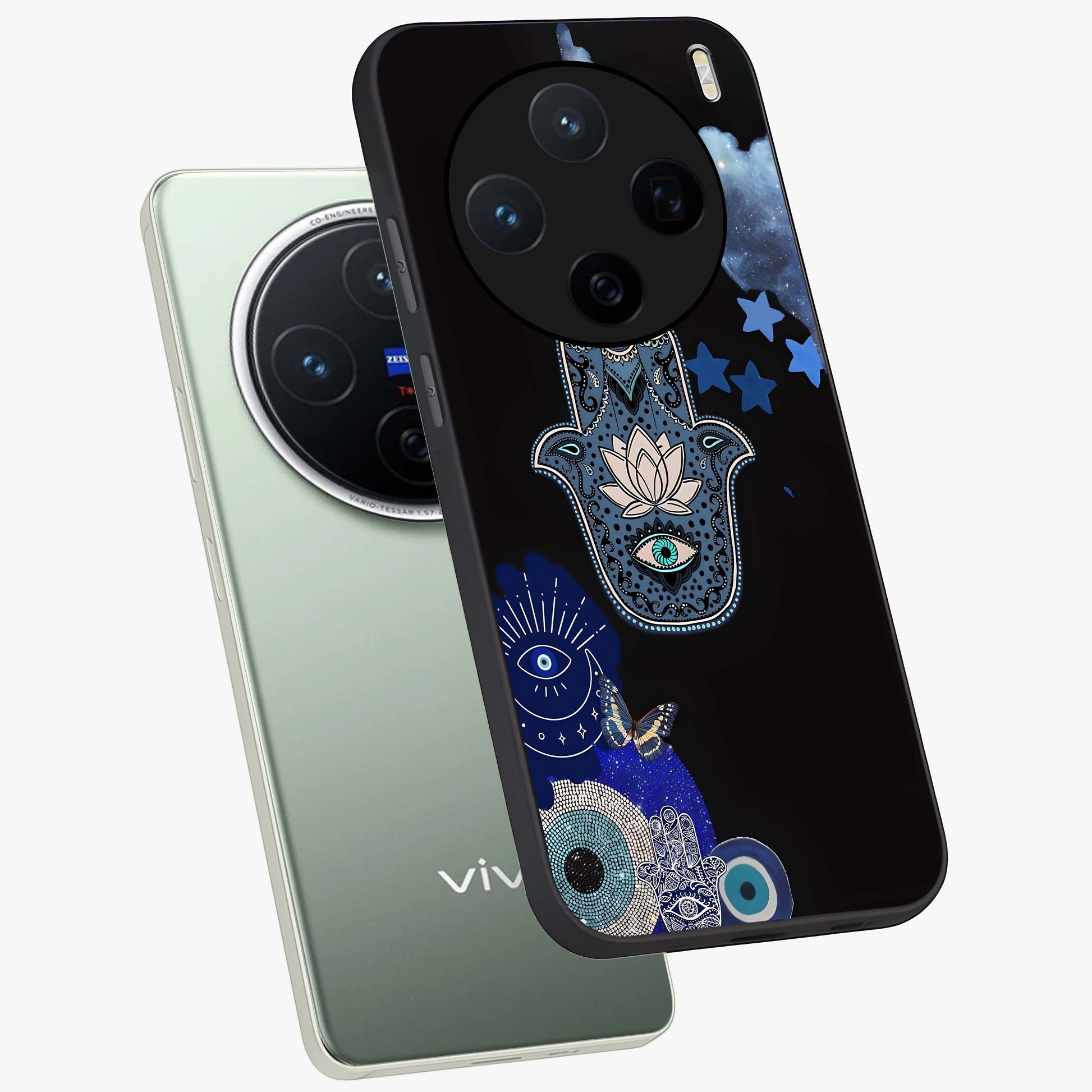 Mystic Hand Aura Glass Case displayed in angled mockup highlighting magical aura design with spiritual aesthetic style.