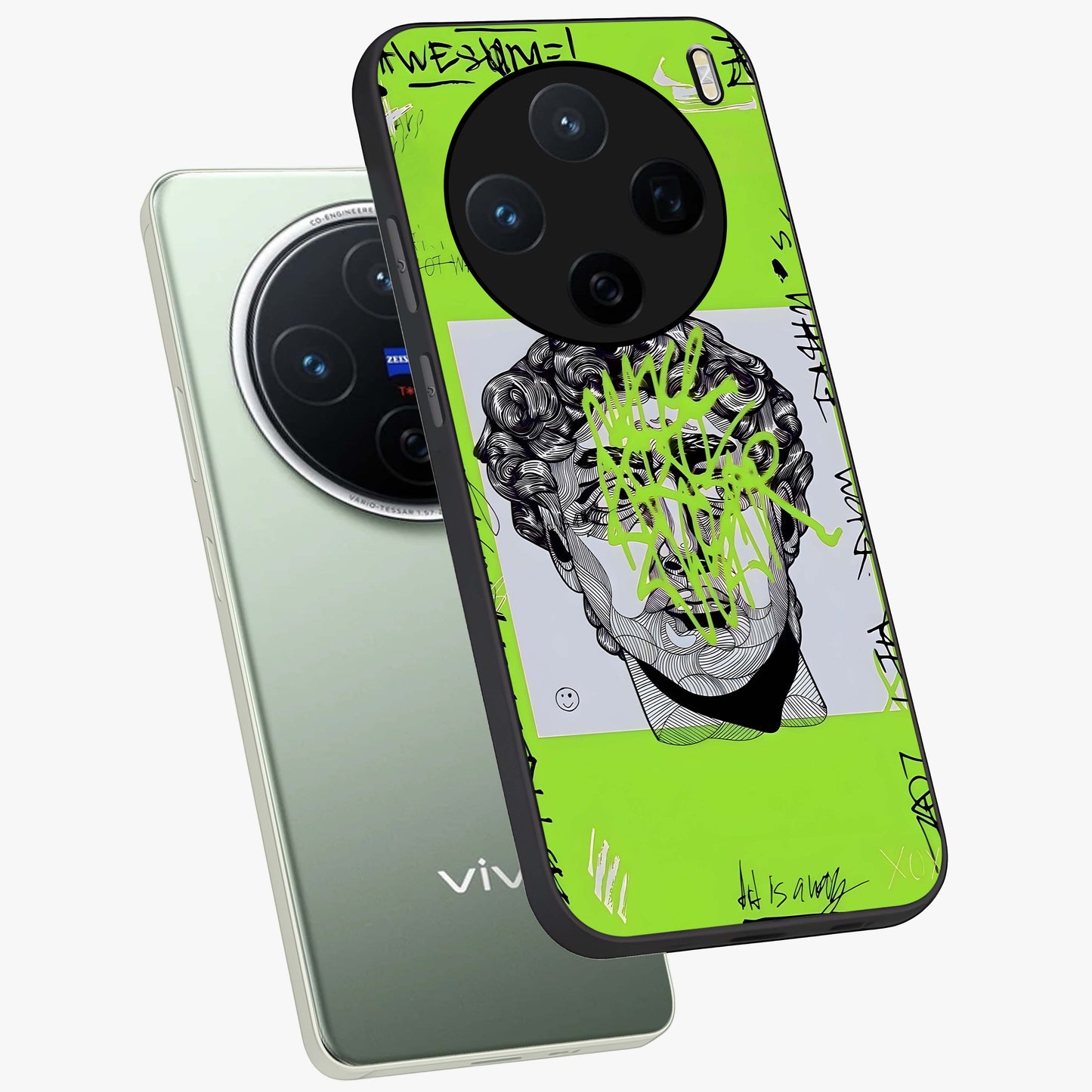 Neo Graffiti Rebellion Glass Case displayed in angled mockup highlighting urban street art design with rebellious aesthetic.