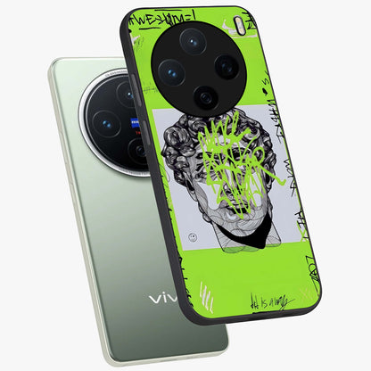 Neo Graffiti Rebellion Glass Case displayed in angled mockup highlighting urban street art design with rebellious aesthetic.