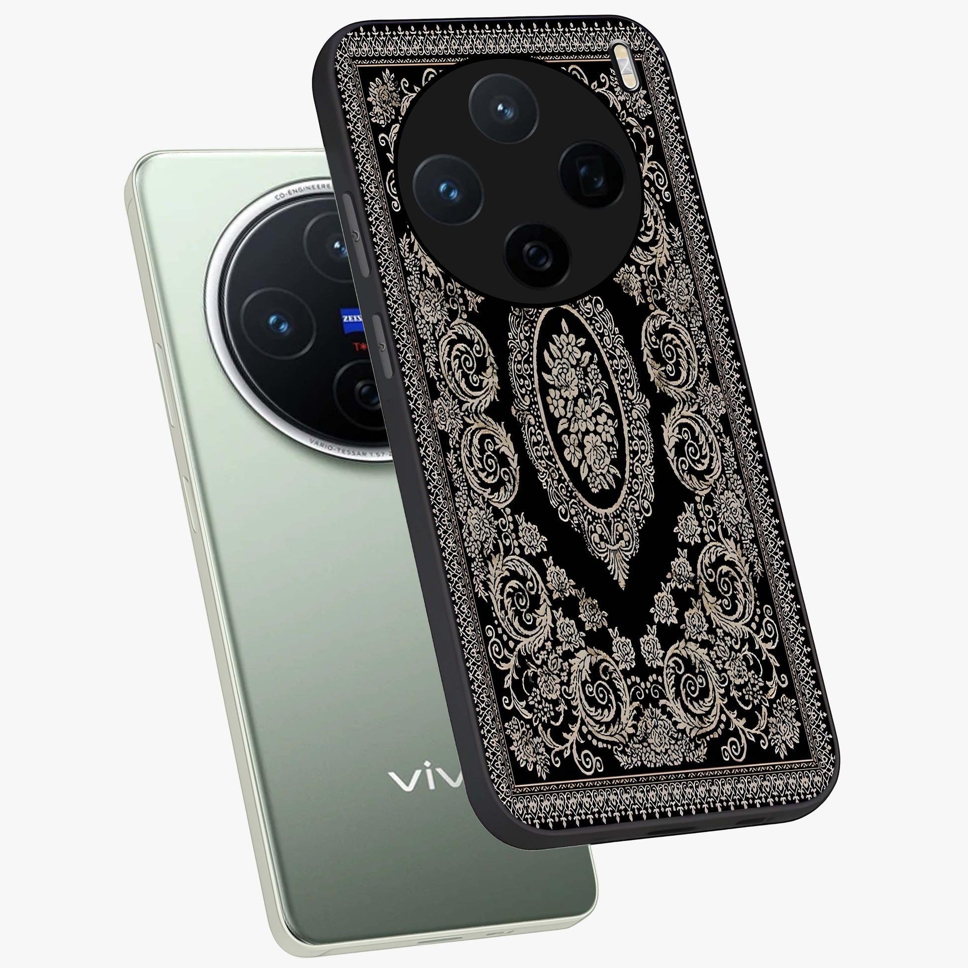 Noir Bloom Elegance Glass Case displayed in angled mockup highlighting refined flower design with stylish noir aesthetic.