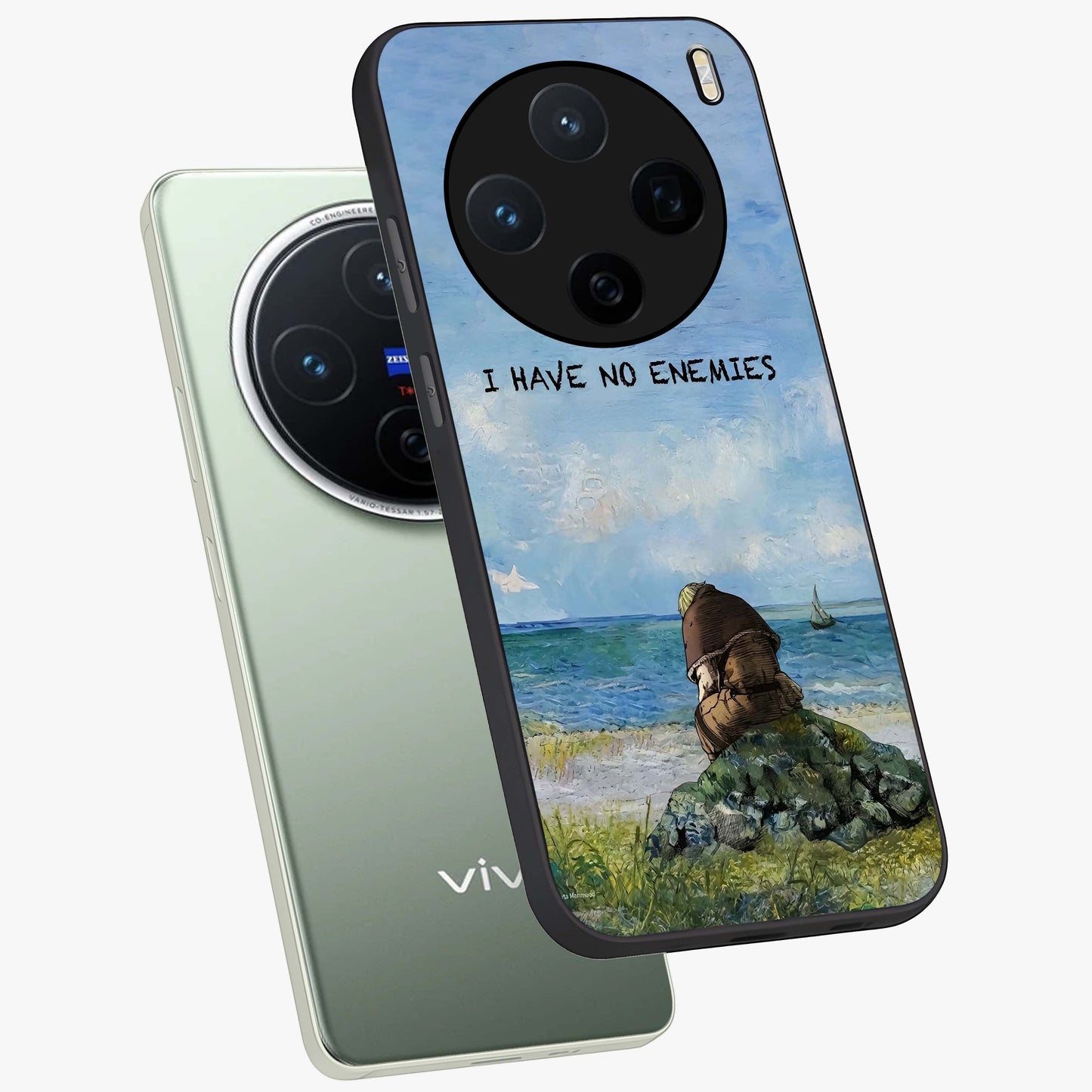 Peace Beyond War Glass Case displayed in angled mockup highlighting meaningful message design with artistic aesthetic style.