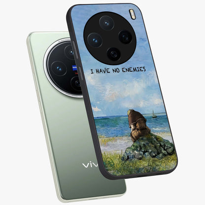 Peace Beyond War Glass Case displayed in angled mockup highlighting meaningful message design with artistic aesthetic style.