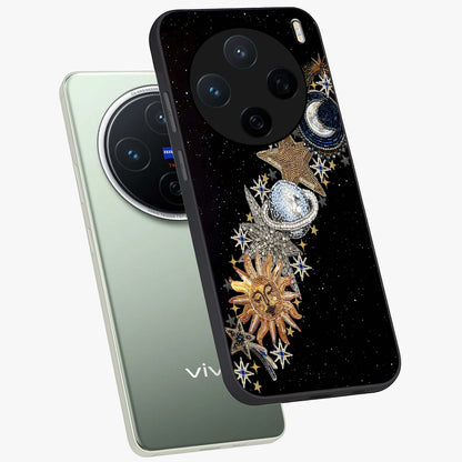 Pearls Universe Object Glass Case displayed in angled mockup highlighting celestial pearl design with dreamy aesthetic.