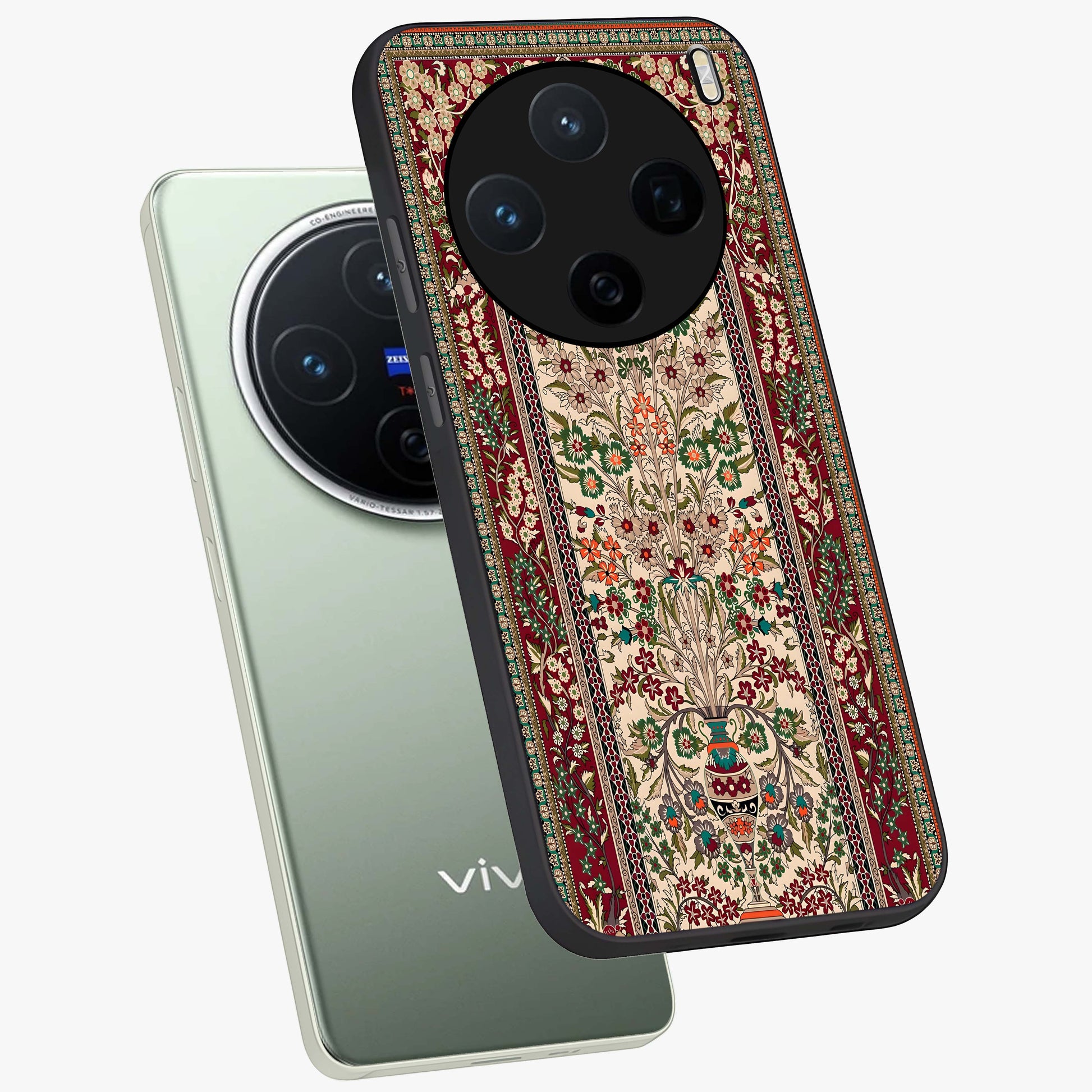 Persian Inspired Glass Case displayed in angled mockup highlighting intricate traditional design with elegant cultural aesthetic.