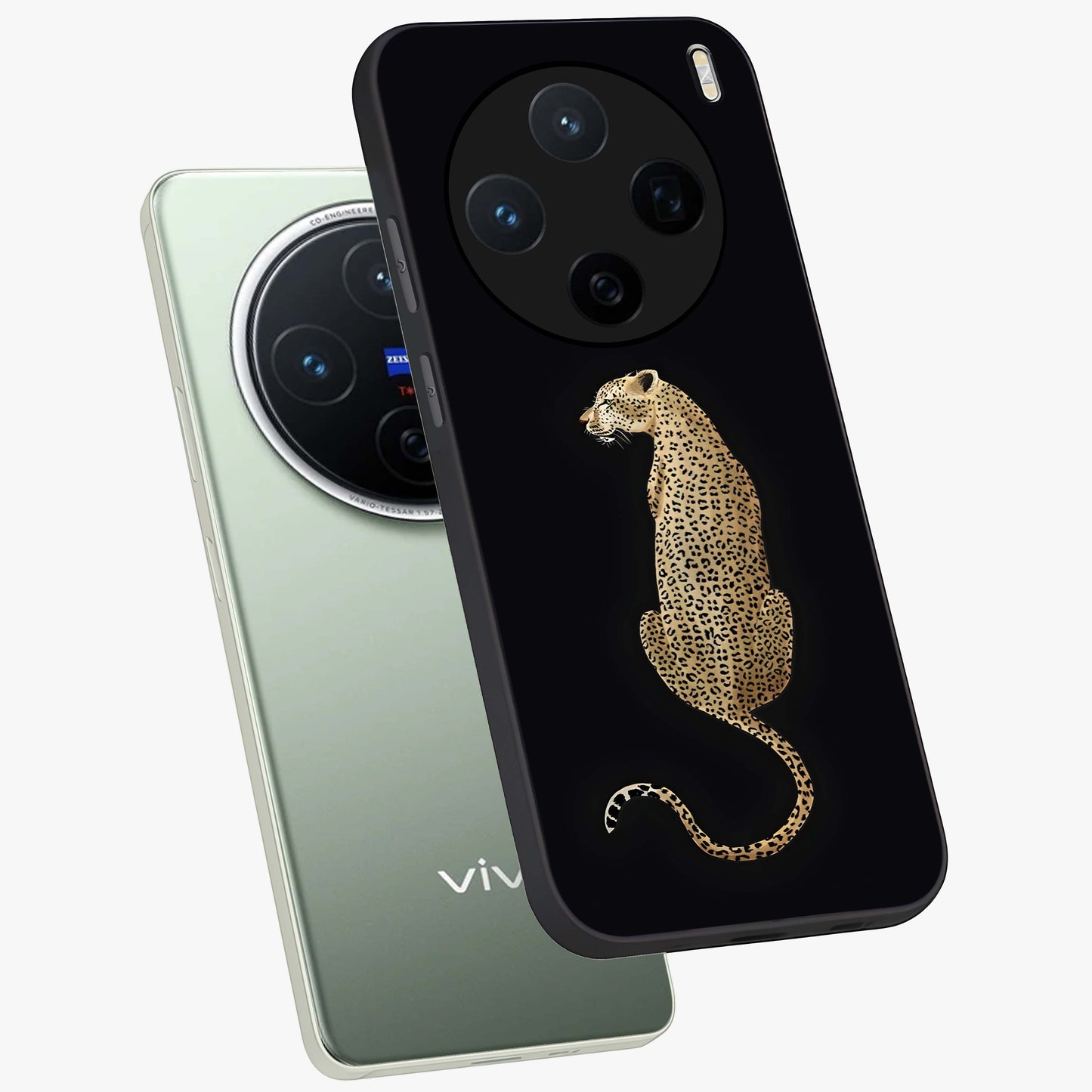 Regal Leopard Glass Case displayed in angled mockup highlighting powerful animal illustration with stylish wild aesthetic.