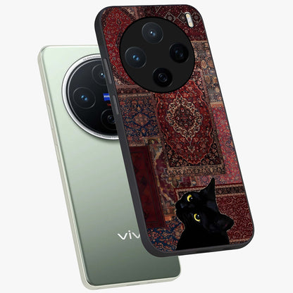 Regal Magic Cat Apple Glass Case displayed in angled mockup highlighting whimsical feline design with fantasy aesthetic.