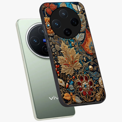 Royal Jewel Garden Glass Case displayed in angled mockup highlighting vibrant jewel inspired floral design with elegant aesthetic.