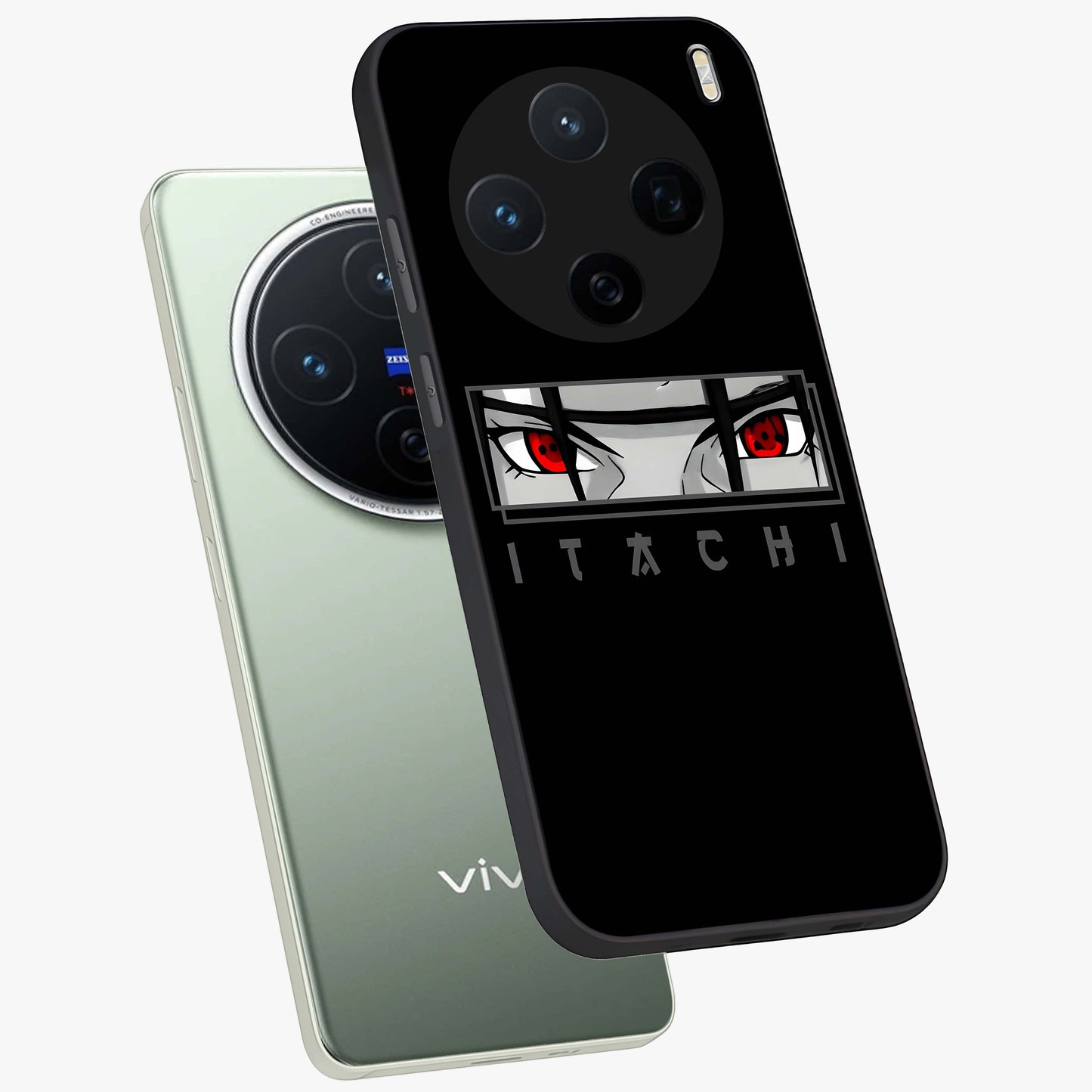 Scarlet Gaze Dominance Glass Case displayed in angled mockup highlighting intense visual design with bold scarlet aesthetic.