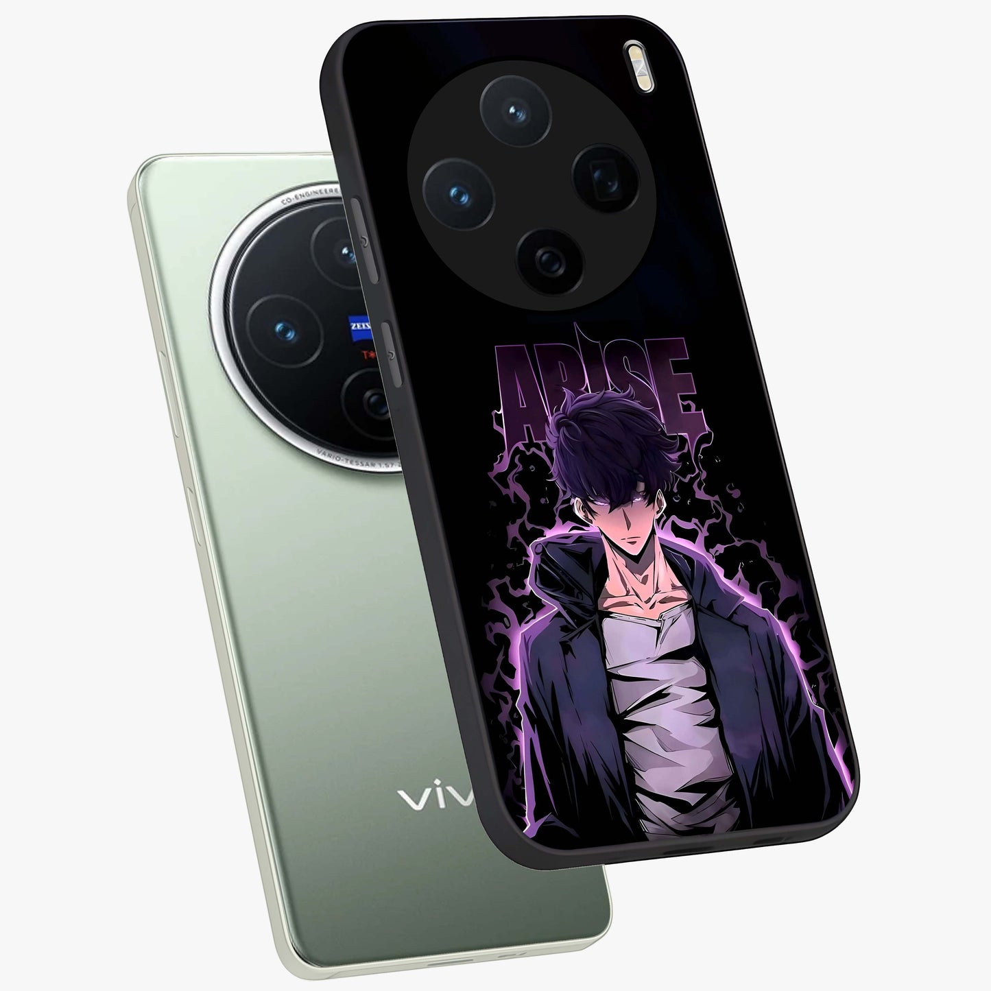Shadow Monarch Awakening Glass Case displayed in angled mockup highlighting dramatic shadow warrior design with fantasy aesthetic.
