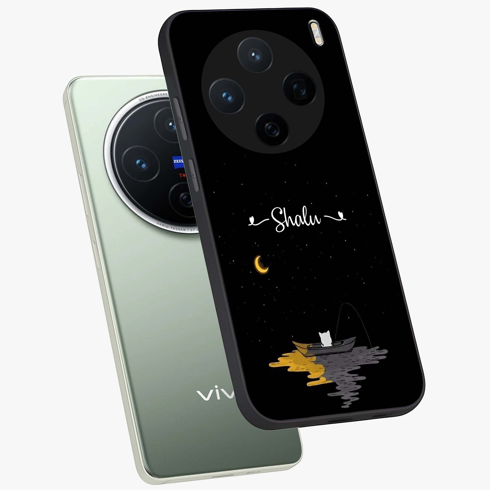 Silent Night Row Glass Case displayed in angled mockup highlighting peaceful evening design with dreamy night aesthetic.