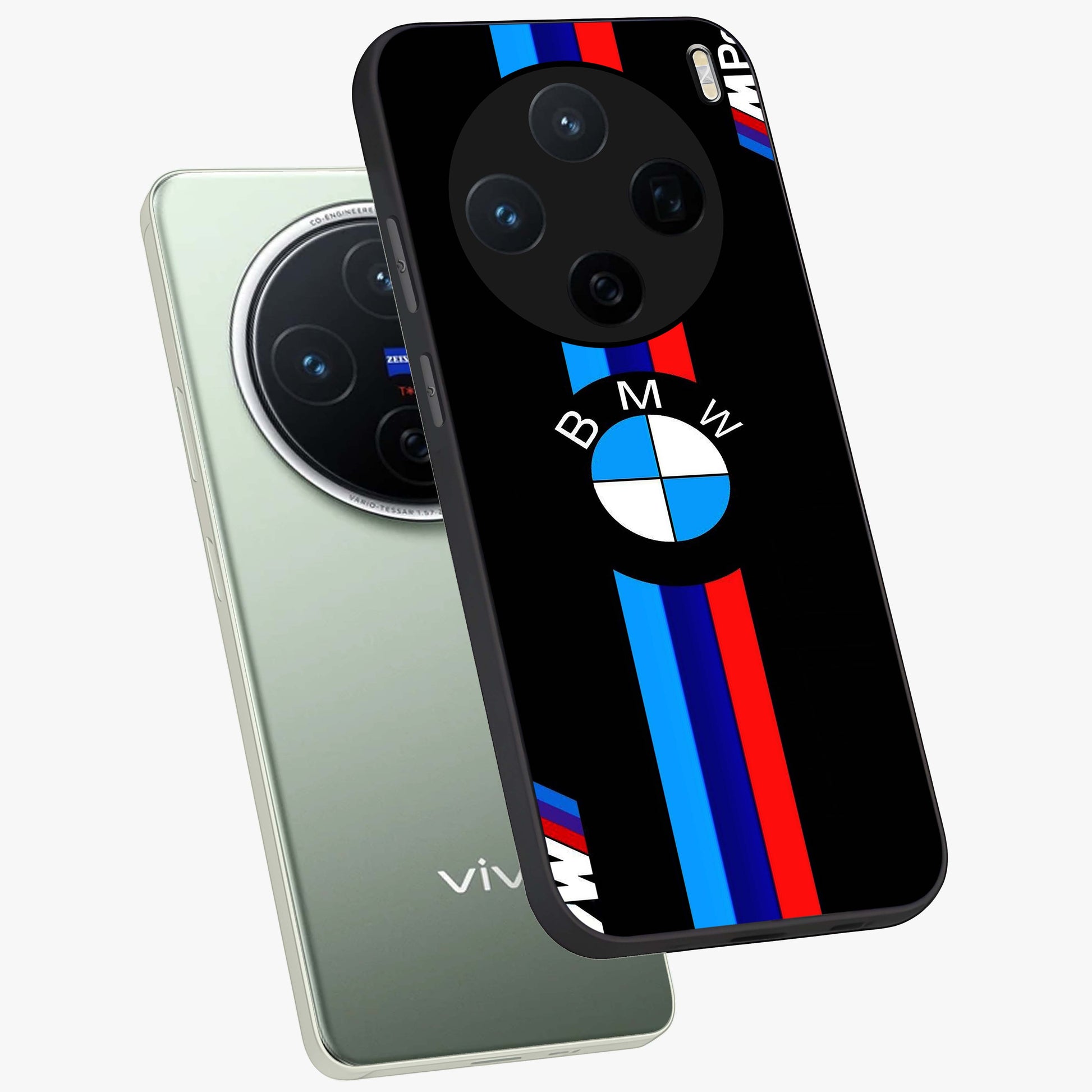 Turbo BMW Beast Glass Case displayed in angled mockup highlighting sleek racing car design with bold automotive aesthetic.