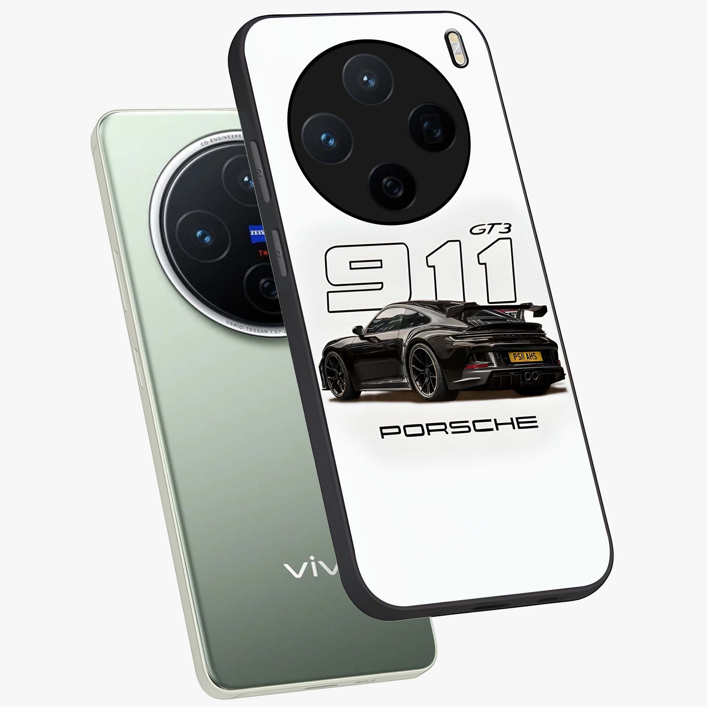 Turbo Legacy Icon Glass Case displayed in angled mockup highlighting dynamic automotive design with performance aesthetic.