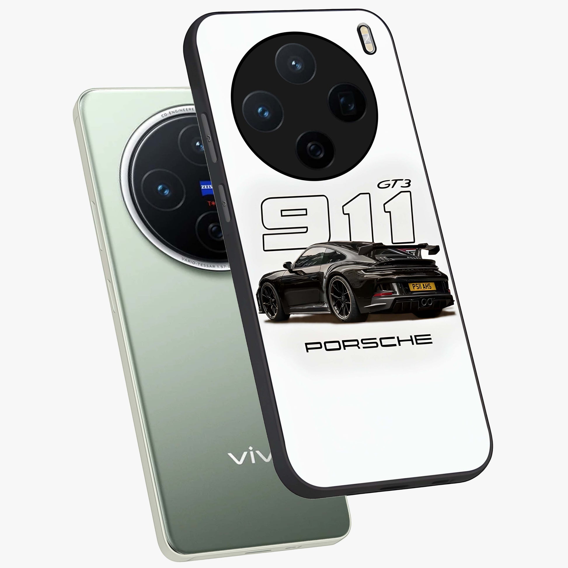 Turbo Legacy Icon Glass Case displayed in angled mockup highlighting dynamic automotive design with performance aesthetic.