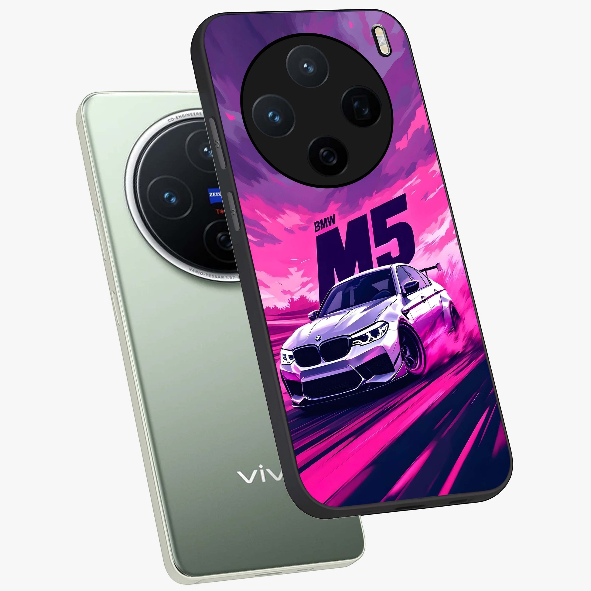 Velocity Drift Pulse Glass Case displayed in angled mockup highlighting dynamic drift design with sporty automotive aesthetic.