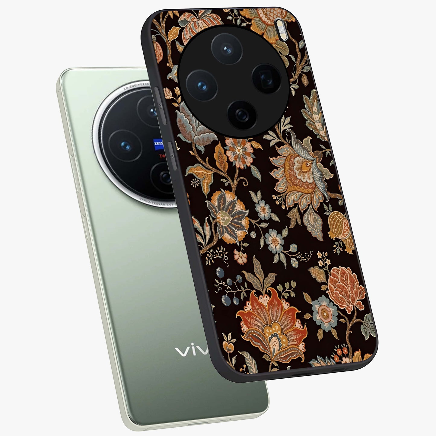 Vintage Floral Dream Glass Case displayed in angled mockup highlighting elegant vintage flower design with soft aesthetic style.