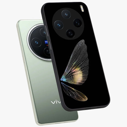 Whispers Of Wings Glass Case displayed in angled mockup highlighting soft feather design with celestial aesthetic style.